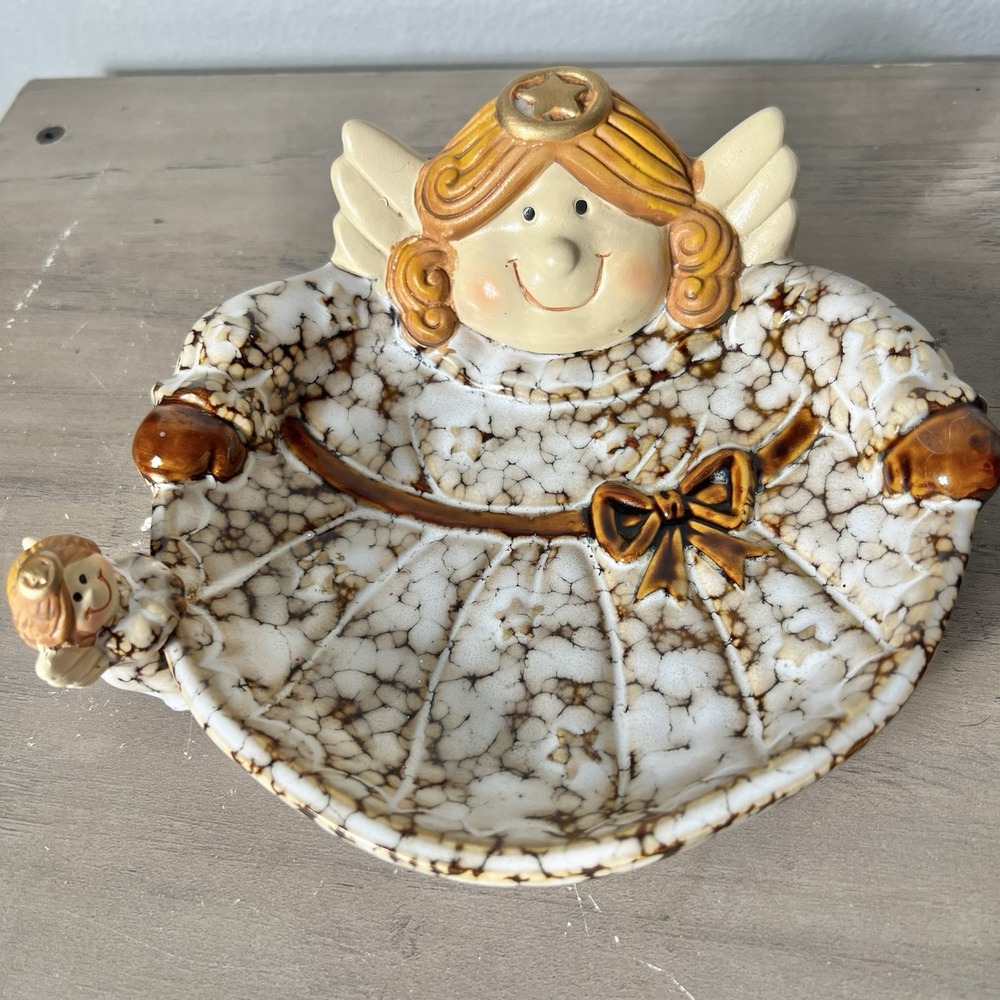 Vintage Angel Ceramic Catchall Trinket Dish Spoon Rest Soap Dish‎ Holiday Decor